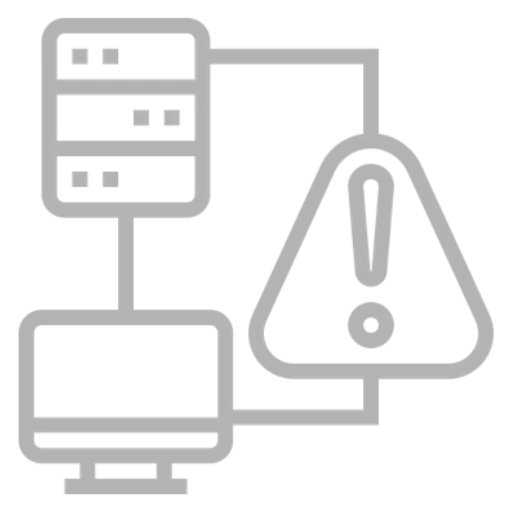 Eine Illustration von einem Kreislauf mit drei Symbolen die verbunden sind: Computer, Ausrufezeichen und Server