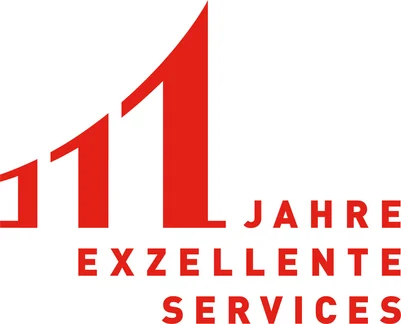 Ein Logo mit dem Schriftzug "111 Jahre Exzellente Services"