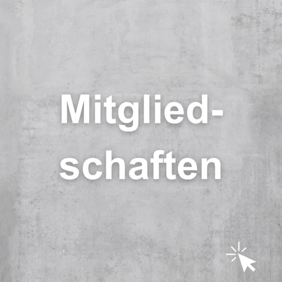 Ein Bild von einem Schriftzug "Mitgliedschaften" in weißer farbe auf grauen steinoptik Hintergrund und am Rand des Bildes ist ein Mauszeiger Icon