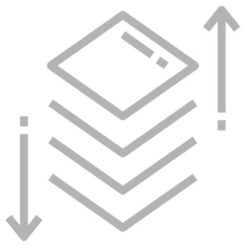 Eine Illustration von gestapelten Papier und zwei richtungspfeilen jeweils nach unten und oben zeigend