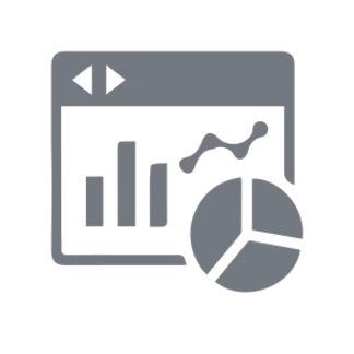 Eine Illustration von einem Icon in grauer farbe von Fenster mit Diagrammen drin